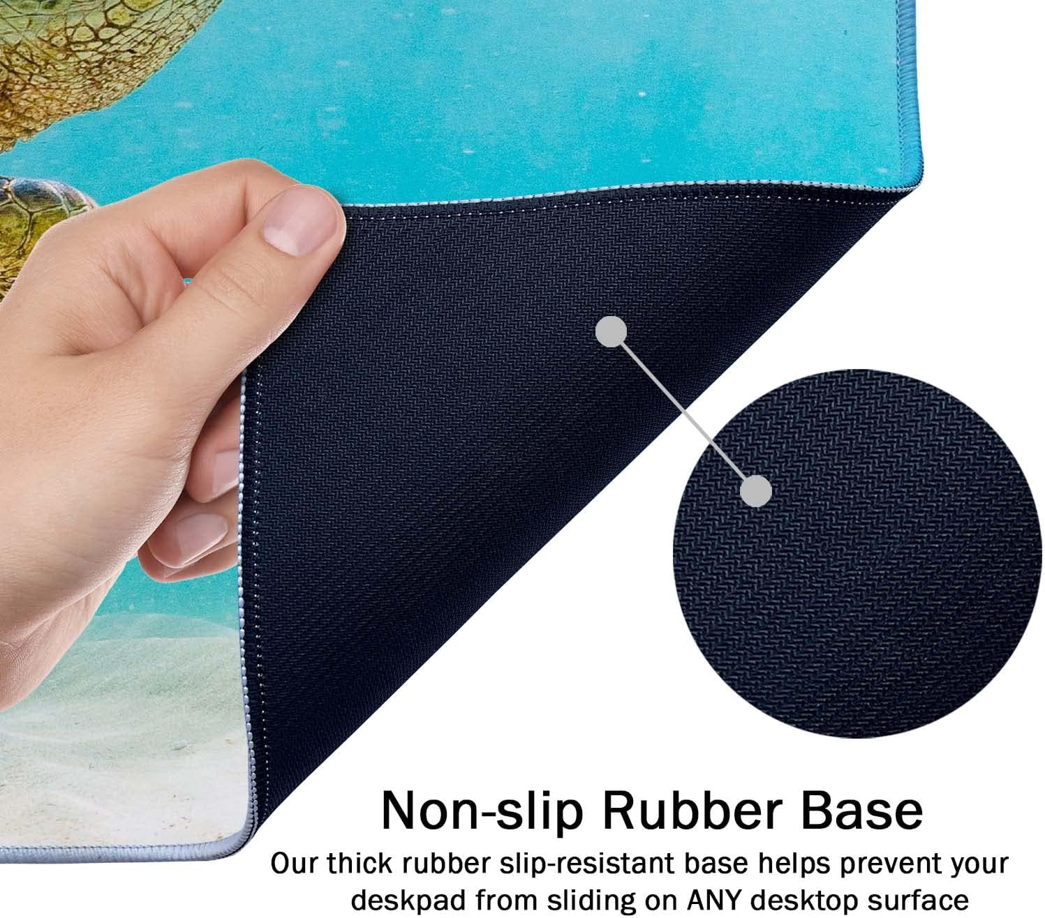 Large Mouse Pad, Full Desk XXL Extended Gaming Mouse Pad 35.4" x 15.7", Waterproof Desk Mat with Stitched Edge, Non-Slip Laptop Computer Keyboard Mousepad for Office & Home, Sea Turtle