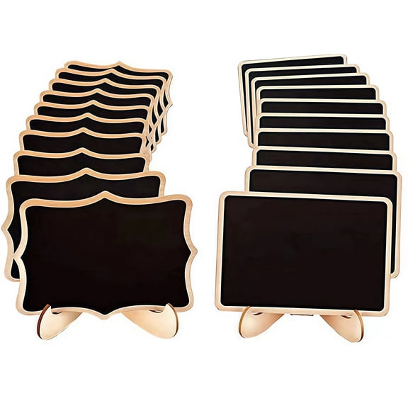 FZENeast Mini Chalkboard Signs Table Place Cards, Reusable Wood with Easel Stand, 20 Pack, 3.98 x 2.99 in