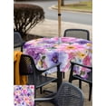 thumbnail image 5 of Outdoor Tablecloth with Umbrella Hole for Patio/Picnic/Party/Camping, Farmhouse Flowers Waterproof Table Cloth Square Cover Washable, Spring Watercolor Purple Pink Floral (60"x 60"), 5 of 8