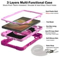 thumbnail image 5 of ELEHOLD 3-Layer Shockproof Case For Tab A 8.0 (2019) T290 / T295, Rugged Cover with 360° Rotating Kickstand, Wrist Strap, Detachable Shoulder Strap, Rose+Pink, 5 of 7