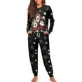 thumbnail image 4 of Tutolipy Christmas Pajama Set Cat Snowflake Printed Sleepwear Cozy Pjs Set Crewneck Loungewear Long Sleeve Tops Jogger Pants Pajama Sets, S, 4 of 7