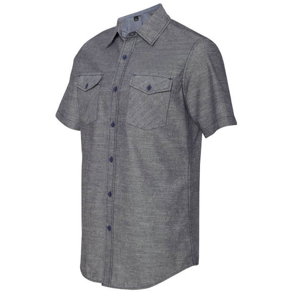 Burna: camisa de manga corta de Chambray + bolsa de viaje de cinch, denim oscuro Burnside Camisa casual