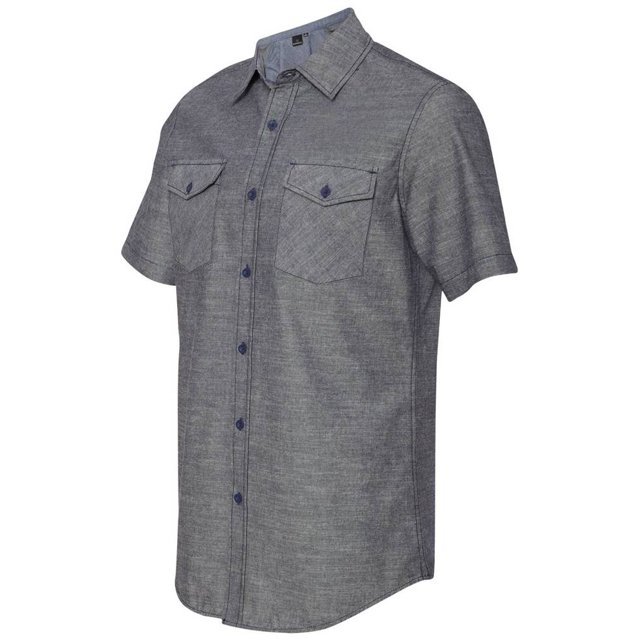 Burna: camisa de manga corta de Chambray + bolsa de viaje de cinch, denim oscuro Burnside Camisa casual