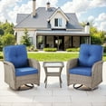 thumbnail image 2 of Bellefurn Patio Swivel Chairs Set of 2,Wicker Outdoor Swivel Rocker Chair with Side Table Patio Furniture Outdoor Conversation for Porch Deck Backyard Poolside, 2 of 11