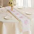 thumbnail image 4 of Efavormart White Pink Non-Woven Peony Floral Print Table Runner with Gold Edges, Spring Summer Kitchen Dining Table Decoration - 11"x108", 4 of 5
