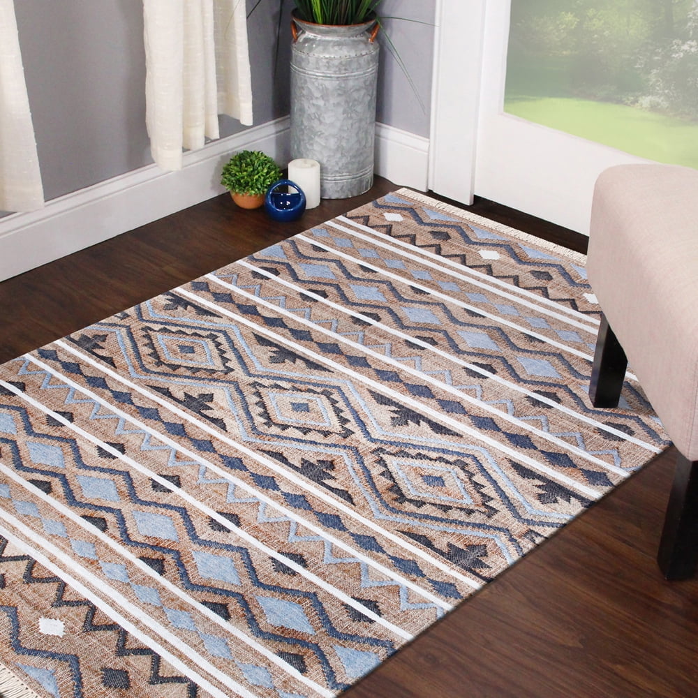 Ox Bay Finley Coastal, Modern, Bohemian Geometric Hand-Made Area Rug, 9' x 12'