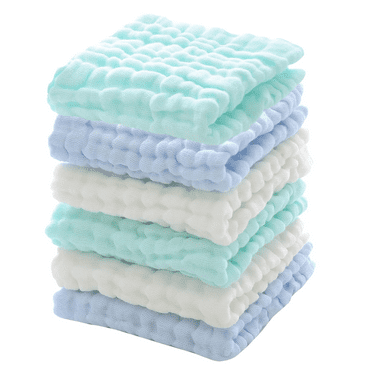 Baby Washcloths 6 Pack Muslin Baby Face Towels Soft for Newborn Cotton Wash Cloth Set for Baby Body  Skin Baby Registry as Shower 11x11 inches (Blue)