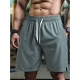 thumbnail image 5 of Men'S Quick Dry Elastic Waist Drawstring Loose Fit Athletic Gym Shorts Green M, 5 of 6