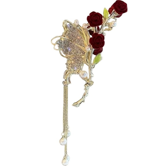 KONTONTY Multi Rose Flower Hair Claw Clip for Women's Durable Hair Clamp Easy to Use Perfect for Birthday Wedding Travel 3.5 Inch