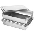 thumbnail image 4 of 2 Pcs Stainless Steel Cake Pans, Rectangular Baking Pans with Lids, Cake Baking Trays, Non-Stick Bread Loaf Pans, Rectangle Baking Bakeware for Breads, Meats, Vegetables, 4 of 4