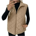 thumbnail image 2 of gbyLJF Women's Winter Vest Lightweight Sleeveless Down Jacket Solid Color Full Zip Stand Collar Puffer Waistcoat with Pockets, 2 of 9