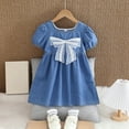 thumbnail image 5 of Delliss Little Girl Denim Sundress Flower Short Sleeve Casual Dress Summer Cotton Pleated A-line Jean Dress, 5 of 5