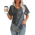 thumbnail image 5 of V-Neck Printed Casual Pullover for Women, Short Sleeve, Soft Cotton Blend, Regular Length, Spring Summer Wear, Hand Wash Cold, 5 of 5