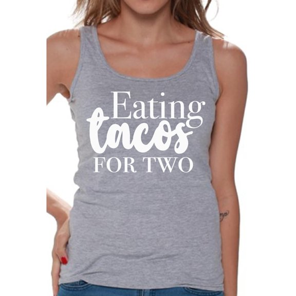 Awkward Styles Baby Announcement Tanks I'm Pregnant Shirts Eating Tacos for Two Tank Top for Women Pregnancy Clothes Tank Top for Ladies Pregnancy T-Shirt for Her Pregnancy Reveal Shirt