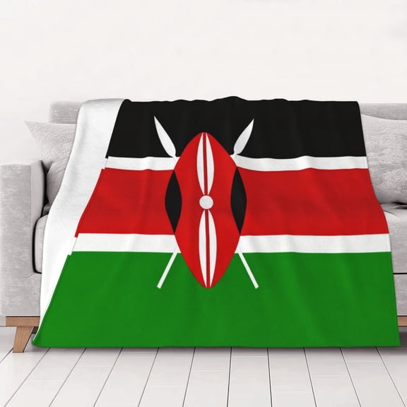 Throw Blanket Africa Kenyans-Flag Soft Cozy Fleece Flannel Blanket Home Decor for Couch Sofa Bed 50"x40"