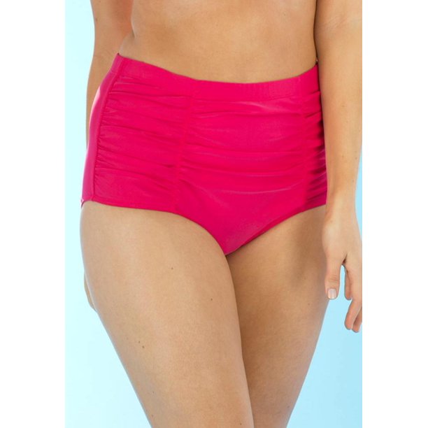 Swimsuits For All Women's Plus Size Shirred High Waist Swim Brief 8