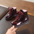 thumbnail image 2 of Girls Boys Martin Boots, Side Zipper Lace-Up Non-Slip Ankle Boots, 2 of 7