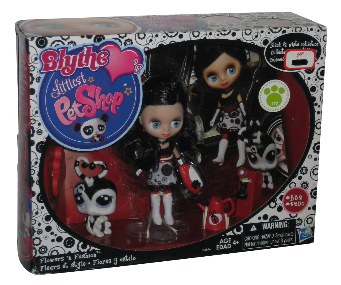 Hasbro Littlest Pet Shop Blythe Black and White Collection Flowers 'n Fashion 
