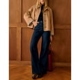 thumbnail image 3 of PUWEI Womens Short Trench Coat Plaid Lining Lapel Classic Casual Single Breasted Jacket Outerwear with Pockets, 3 of 7