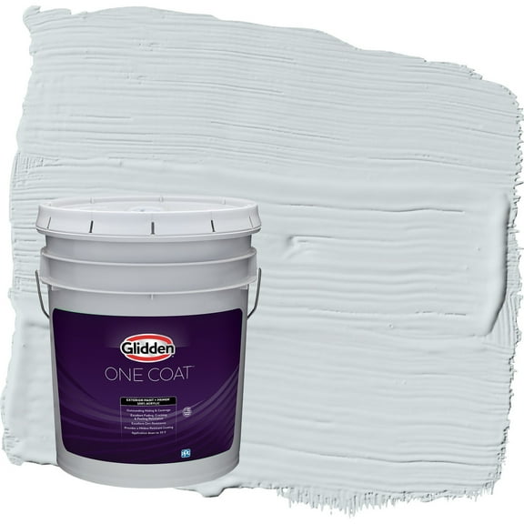 Glidden One Coat Tinsel / Gray Semi-Gloss Exterior Paint with Primer, 5 Gallon