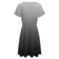 thumbnail image 5 of Gray And White Gradient Dress Fashion Beach Short Sleeve Dresses Female Party Printed Sundress, 5 of 7
