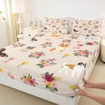 thumbnail image 3 of jejeloiu Colorful Cute Floral Twin Sheet Sets,Kawaii Dachshund Bedding For Girls Teens 3-Piece, 3 of 7