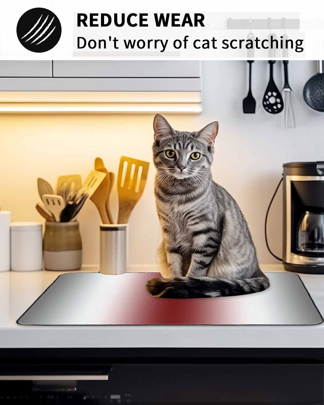 Stove Top Covers for Electric Stove, Red Grey White Glass Stovetop Cover Protector, Farmhouse Ombre Color Modern Simple Induction Cooktop Protector Oven Mat for Kitchen Countertop 24"x21"
