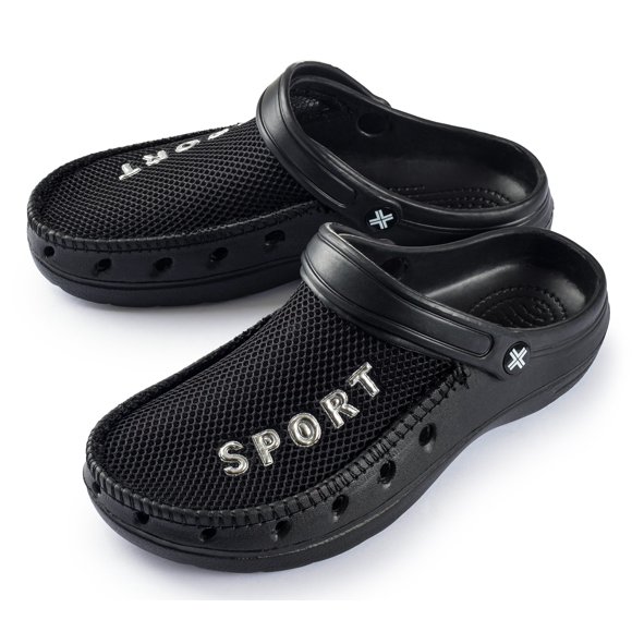 Roxoni Mens Summer Sport Rubber Clog Sandal Slippers With Meshed Fabric Top