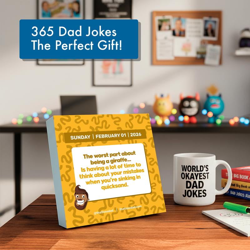 2026 Dad Joke Desktop Calendar - 365 Daily Jokes, Full-Color Tear-Off Pages, Easel Backer, Office Stationery Supplies, Fun Desk Calendar