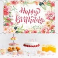 thumbnail image 2 of Fondo de cumpleaños de tela con tema de niña rosa, decoración para fiesta de cumpleaños, fondo con bandera, diseño de bandera, 2 of 3