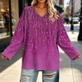 thumbnail image 4 of Aofany Women's Plus Size V Neck T Shirts Fall Long Sleeve Oversized Tees Casual Loose Fit Tunic Tops, 4 of 6