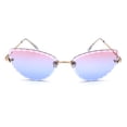 thumbnail image 2 of Womens Floral Petal Bevel Edge Rimless Cat Eye Sunglasses Gold Pink Blue, 2 of 4