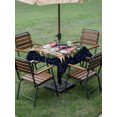 thumbnail image 3 of Outdoor Tablecloth with Umbrella Hole and Zipper, Blue Christmas Square Table Cloth 54x54 Inch Waterproof Tablecloth, Xmas Winter Watercolor Gnomes Pine Wreath Picnic Table Cover for Patio Camping, 3 of 7