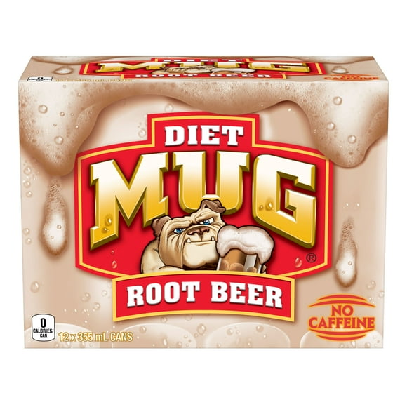 Mug Diet Root Beer No Caffeine 12 x 355 mL, Cans, 12 x 355 mL