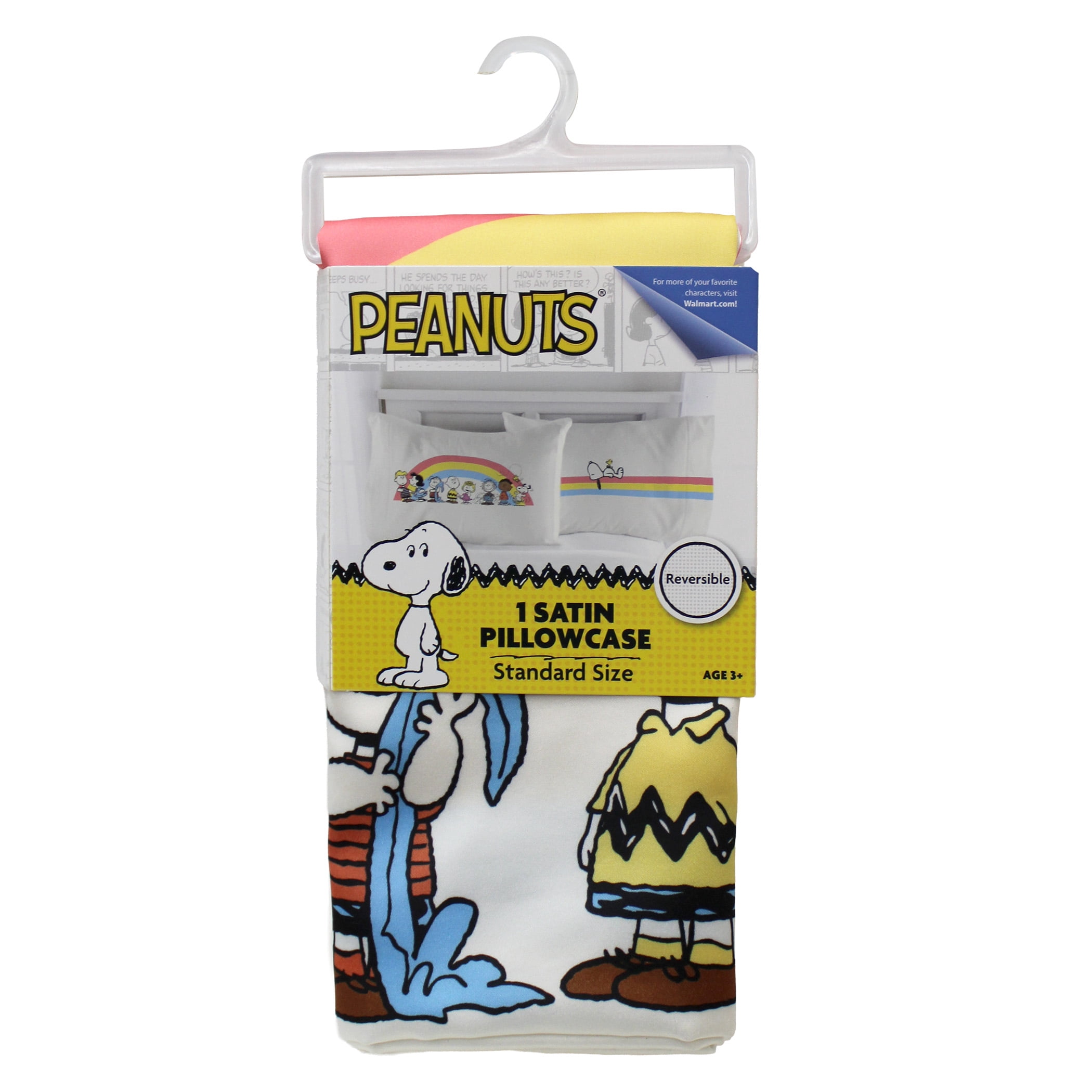 Peanuts Snoopy Reversible Silky Satin Pillowcase, Standard Size, 1-Pack