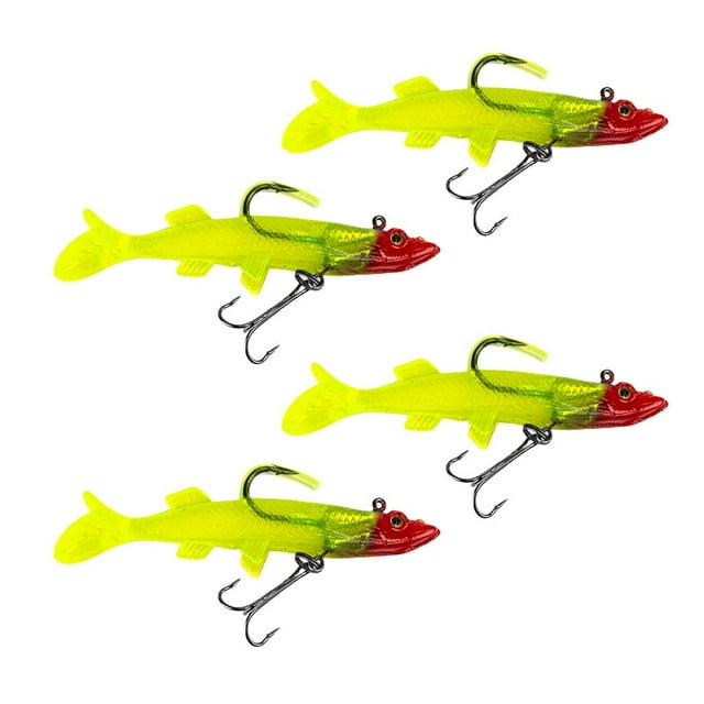S SERENABLE 4Pcs Soft Lead Fishing Lures Sinking Swimbaits T Tail Casting Lures 8cm 136
