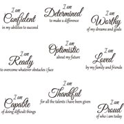 9 Pcs Inspirational Quotes Wall Stickers Decor Black Motivational Wall Decal Stickers Art Peel and Stick Vinyl Positive Wallpaper for Living Room Bedroom Office Nursery Restaurants Offices.