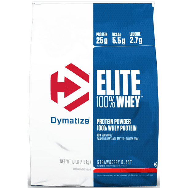 Dymatize Elite 100 Whey Protein Powder, Strawberry Blast, 25g Protein