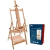 U.S. Art Supply Large Adjustable H-Frame Multi-Purpose Studio Artist Wooden Easel - Tilts Flat, Mast Adjusts to 88" High