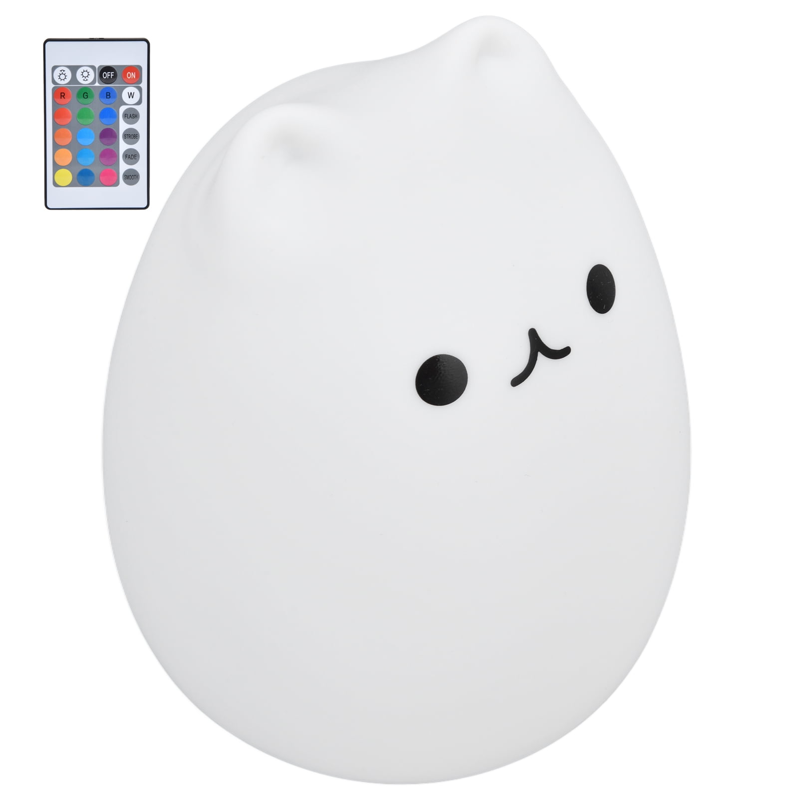 YAHHU Silicone LED Cat Night Light with Remote Control, USB Rechargeable RGB Color Changing Lamp, Portable Nursery Light, 4.8 inches / 12.2 cm for Kids Baby Bedroom Decoration & Gift, Multicolor