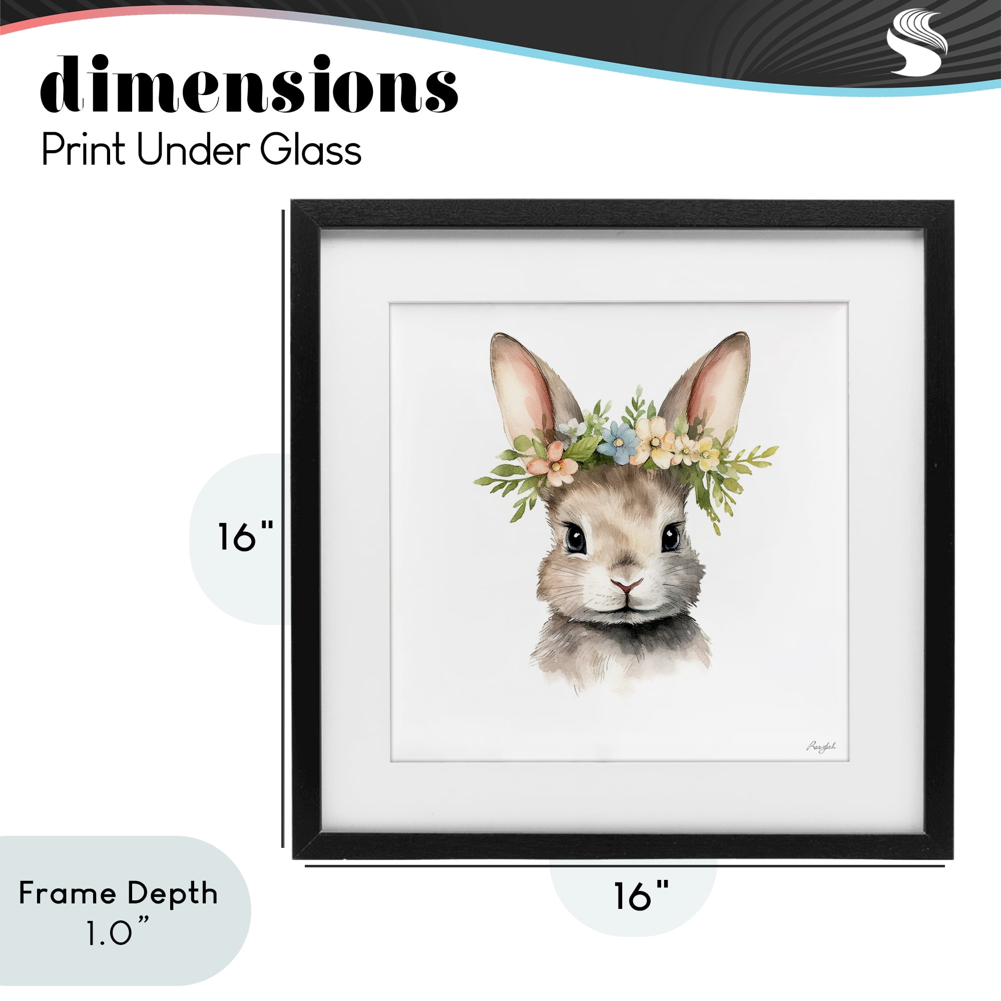 Stupell Industries Woodland Rabbit Flower Crown Black Framed Print Under Glass, design by Roozbeh