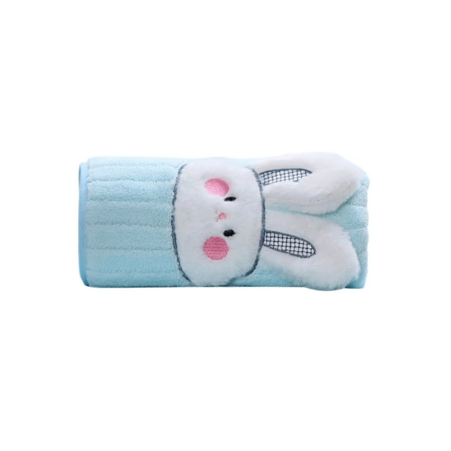 Blue Easter Rabbit Pattern Coral Fleece Towel Soft Absorbent Quick Drying For Face Washing Bathing Hair Drying Home Bathroom Lint Free