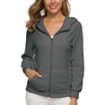 thumbnail image 1 of LUXUR Ladies Solid Color Sweatshirt Plain Fall Cardigans Dark Gray 3XL, 1 of 3