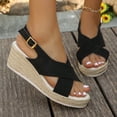 thumbnail image 3 of Wedge Sandals for Women Dressy Summer Platform Strappy Espadrille Casual Slingback Wedges Heels Open Toe Arch Support Pumps Shoes Black Size 9, 3 of 7