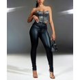 thumbnail image 5 of High Waist Slant Pocket Double Button PU Leather Skinny Stretchy Tapered Pants Punk Festival Style 2026 Women Bottoms, 5 of 6