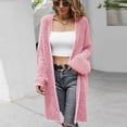 thumbnail image 2 of IROINNID Women's Cardigan Open Front Jacket Solid Color Long Sleeve Loose Sweater Coat Top Cardigan Loose Hollow Out Coat, Watermelon Red, 2 of 9