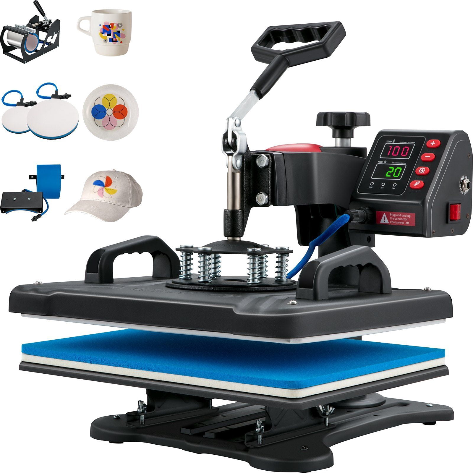 5 in 1 Sublimation Heat Press 12x15 Inch, Clamshell Transfer Printer, Fast Heat-up, Precise Digital Control for T-Shirt, Mug, Plate, Vinyl – 900W
