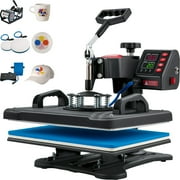 Heat Press 12x15, 5 in 1 Clamshell Sublimation Transfer Machine, Fast Heating, Digital Temperature Control for T-Shirts, Mugs, Plates – 900W