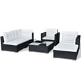 thumbnail image 5 of vidaXL 6 Piece Patio Lounge Set with Cushions Poly Rattan Black, 5 of 11