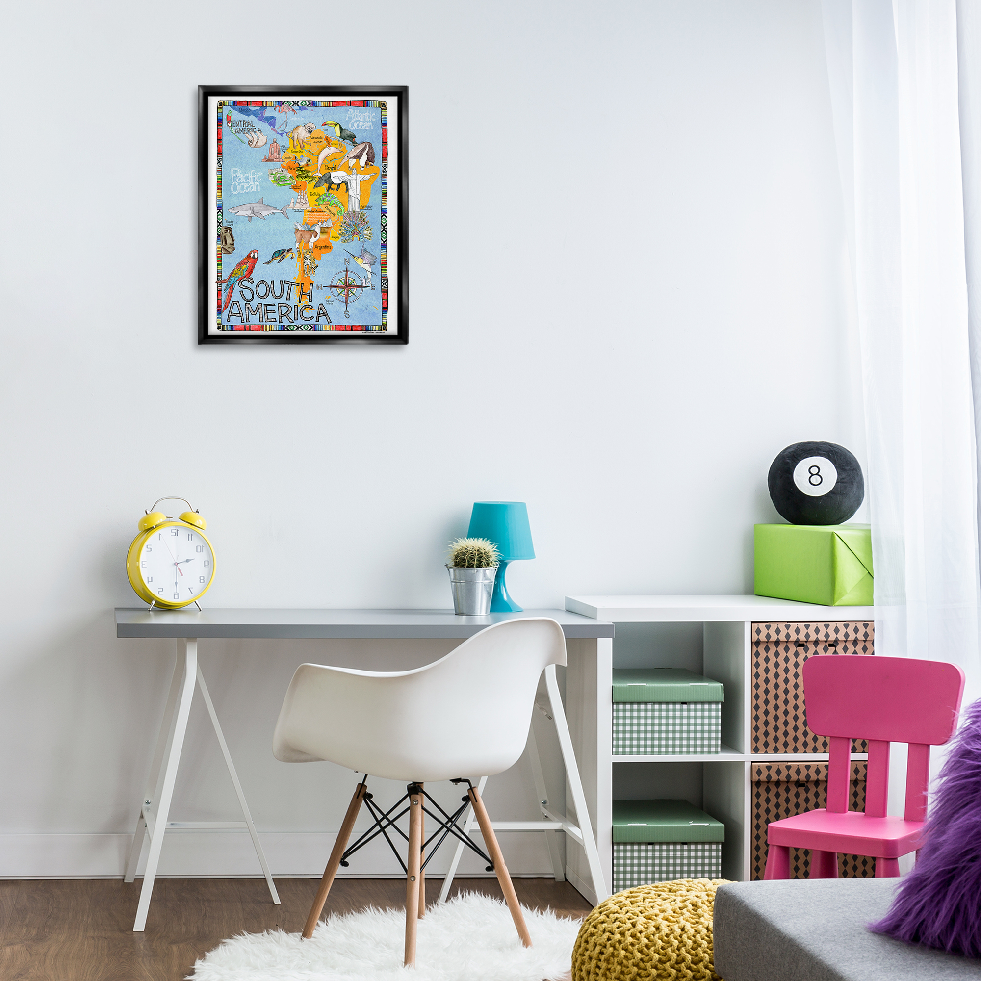 Stupell Industries South Africa Animal Map Town & City Painting Black Floater Framed Art Print Wall Art, 17 x 21